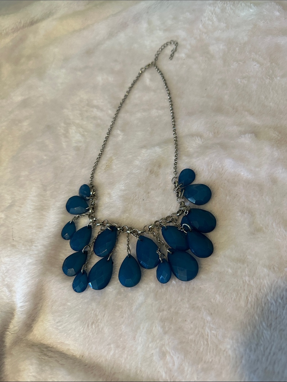Vintage Blue Teardrop Bib Necklace - Picture 1 of 2